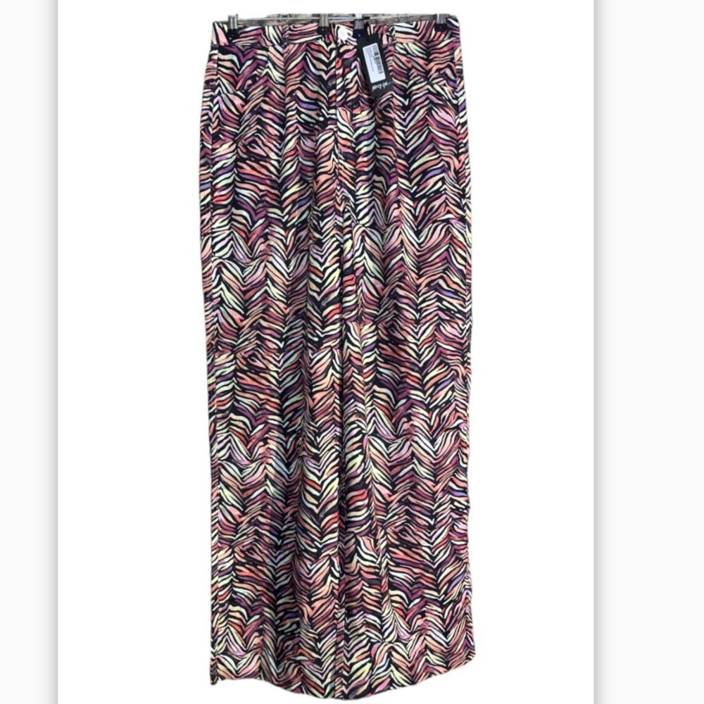 Nasty gal multicolored zebra printed wide leg trouser